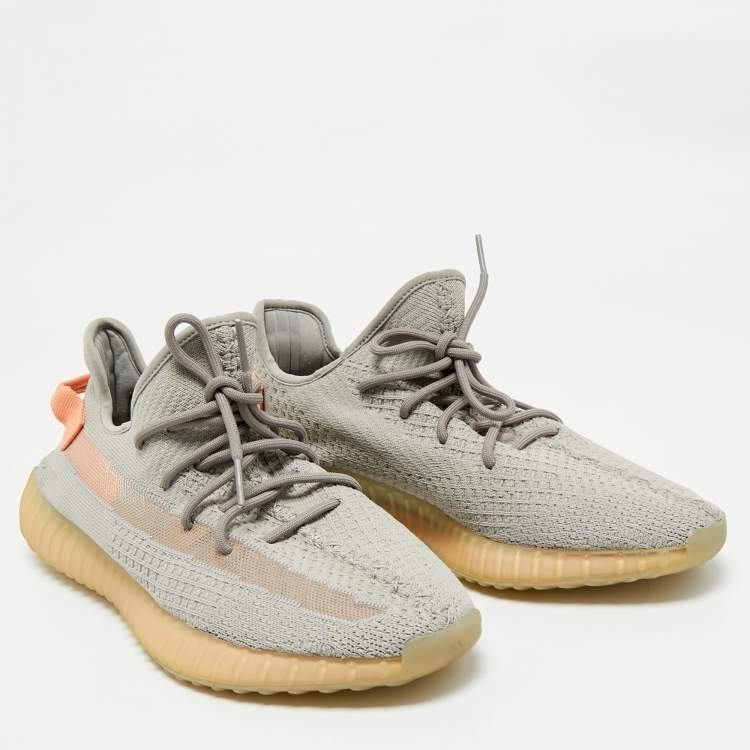Pre Owned Yeezy x Adidas Grey Knit Fabric Boost 350 V2 Tail Light Sneakers Size 46 2/3