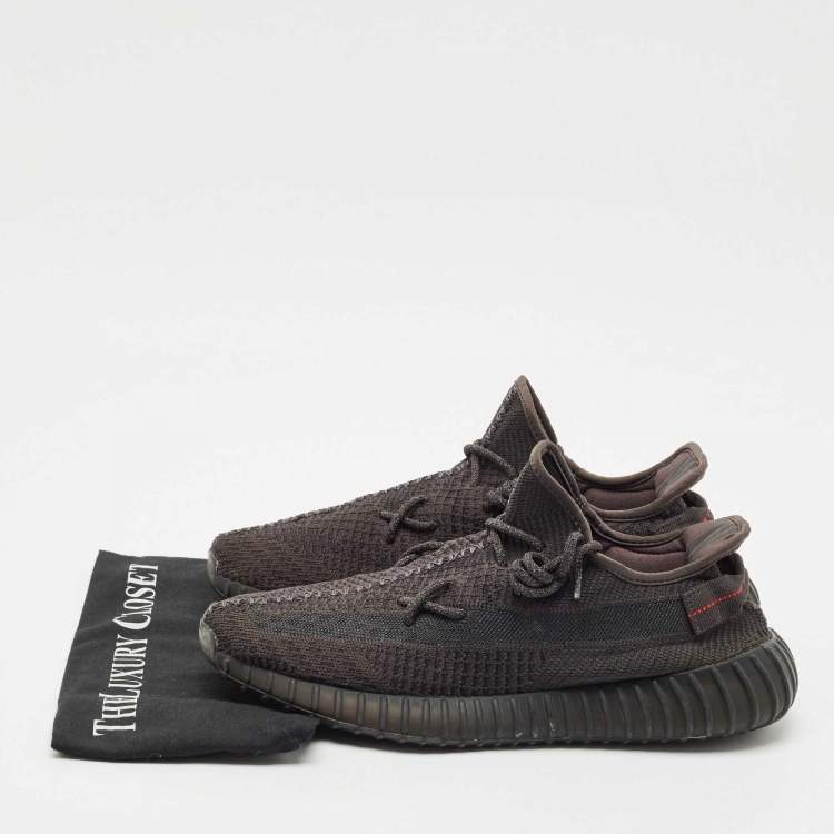 Pre Owned Yeezy x Adidas Black Mesh Boost 350 V2 Mono Cinder Sneakers Size 46