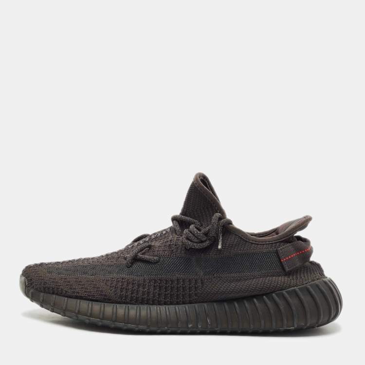 Pre Owned Yeezy x Adidas Black Mesh Boost 350 V2 Mono Cinder Sneakers Size 46