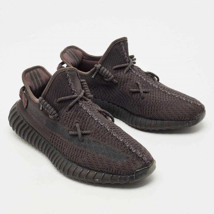 Pre Owned Yeezy x Adidas Black Mesh Boost 350 V2 Mono Cinder Sneakers Size 46