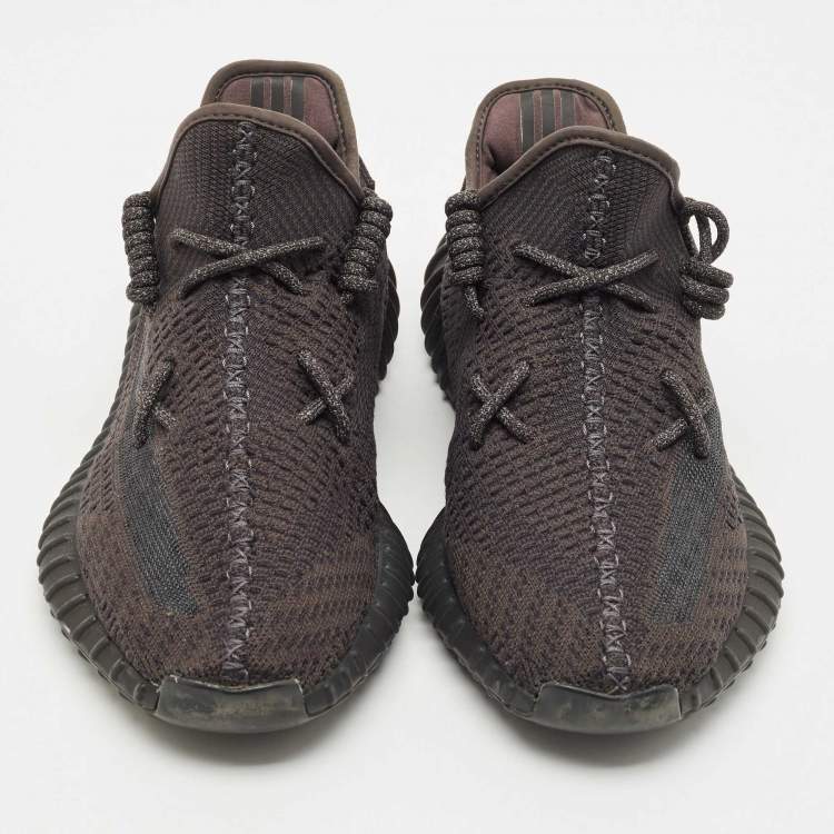 Pre Owned Yeezy x Adidas Black Mesh Boost 350 V2 Mono Cinder Sneakers Size 46