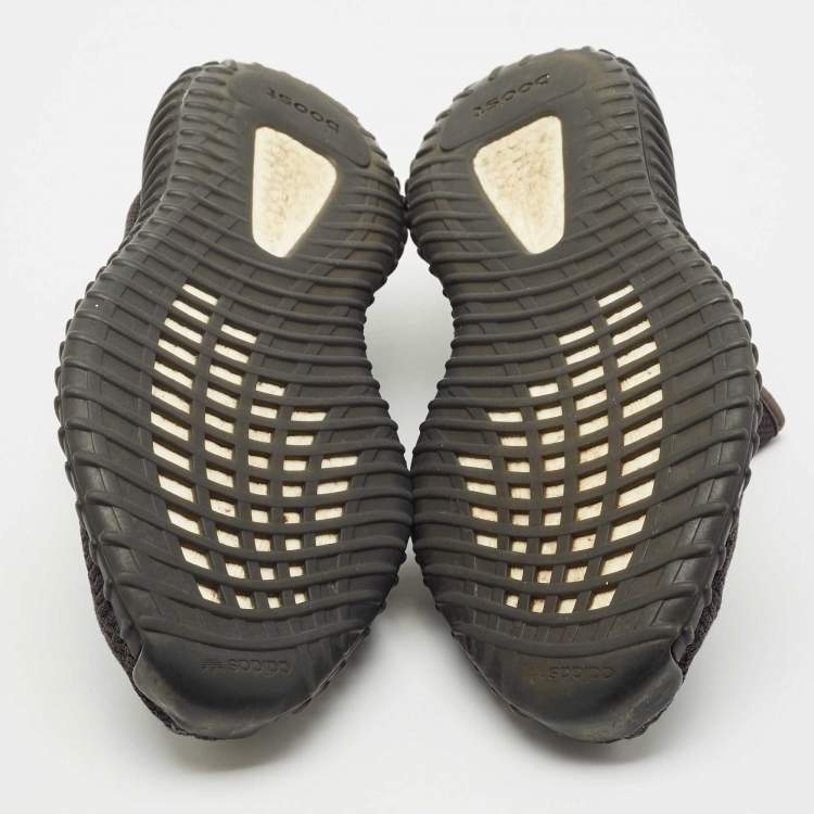 Pre Owned Yeezy x Adidas Black Mesh Boost 350 V2 Mono Cinder Sneakers Size 46