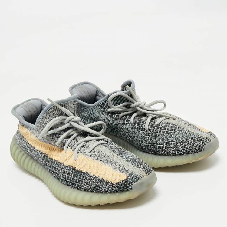 Pre Owned Yeezy x Adidas Multicolor Knit Fabric Boost 350 V2 Ash Blue Sneakers Size 44 2/3