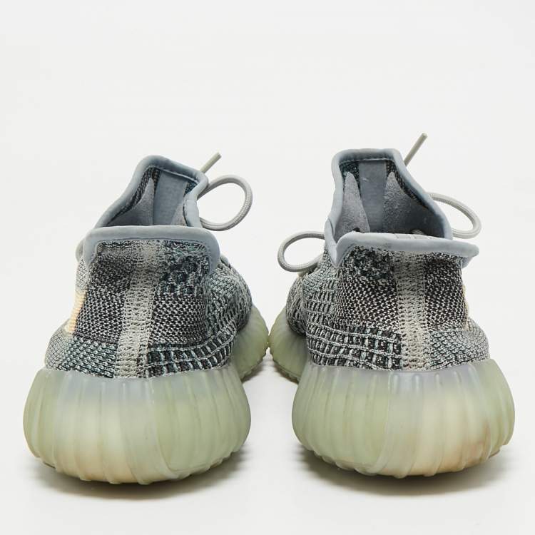 Pre Owned Yeezy x Adidas Multicolor Knit Fabric Boost 350 V2 Ash Blue Sneakers Size 44 2/3