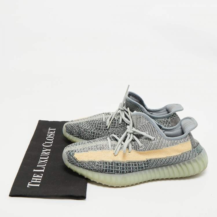 Pre Owned Yeezy x Adidas Multicolor Knit Fabric Boost 350 V2 Ash Blue Sneakers Size 44 2/3