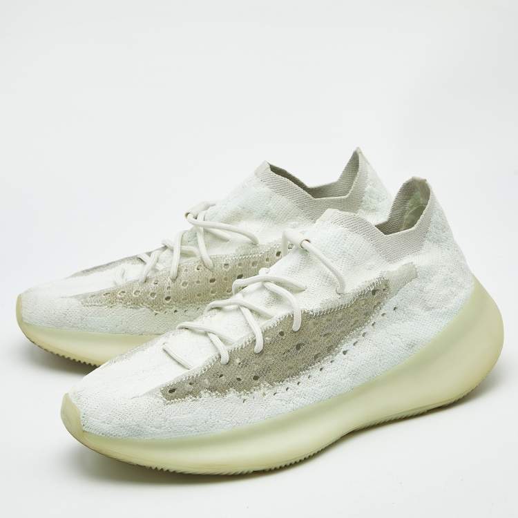 Pre Owned Yeezy x adidas Mint Green Knit Fabric Boost 380 Calcite Glow Sneakers Size 48 2/3
