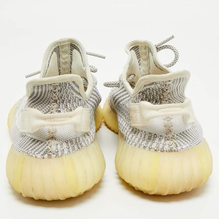 Pre Owned Yeezy x Adidas White/Grey Knit Fabric Boost 350 V2 Static (Non Reflective) Sneakers Size 43 1/3
