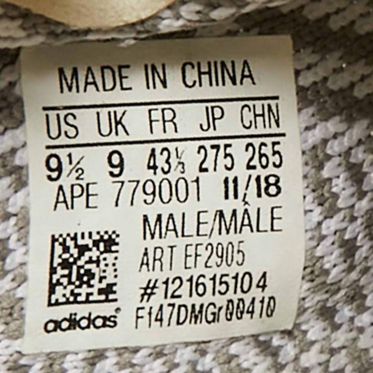 Pre Owned Yeezy x Adidas White/Grey Knit Fabric Boost 350 V2 Static (Non Reflective) Sneakers Size 43 1/3
