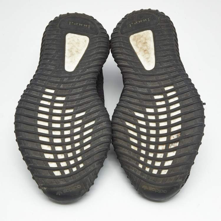 Pre Owned Yeezy x Adidas Black Knit Fabric Boost 350 V2 Black (Non-Reflective) Sneakers Size 43 1/3