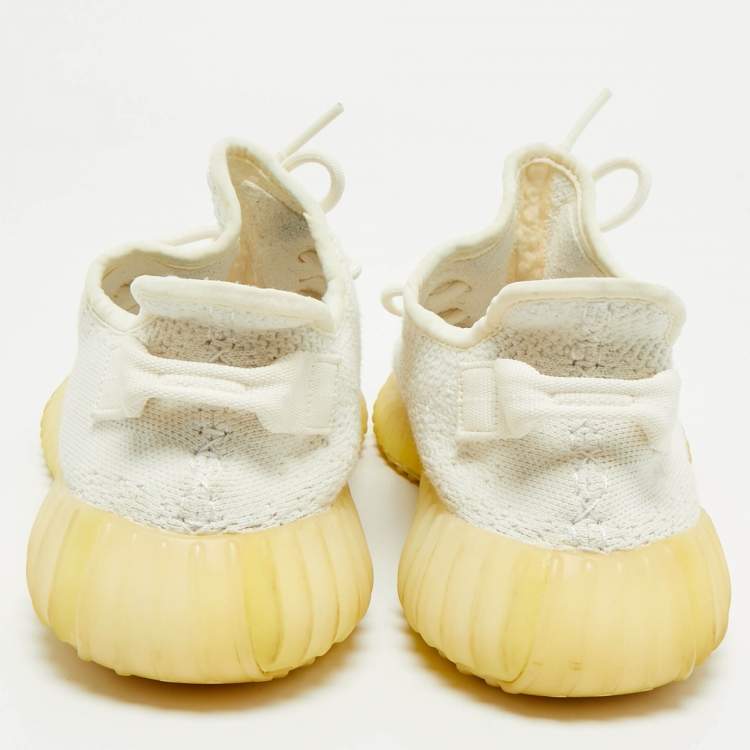 Pre Owned Yeezy x Adidas  White Knit Fabric Boost 350 V2 White  Sneakers Size 43 1/3