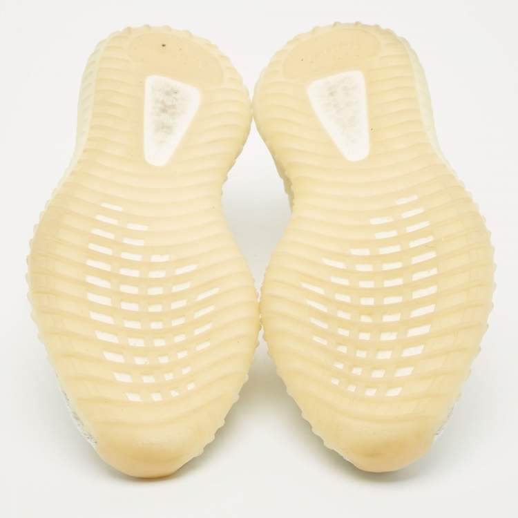 Pre Owned Yeezy x Adidas White Knit Fabric Boost 350 V2 Cream White Sneakers Size 44