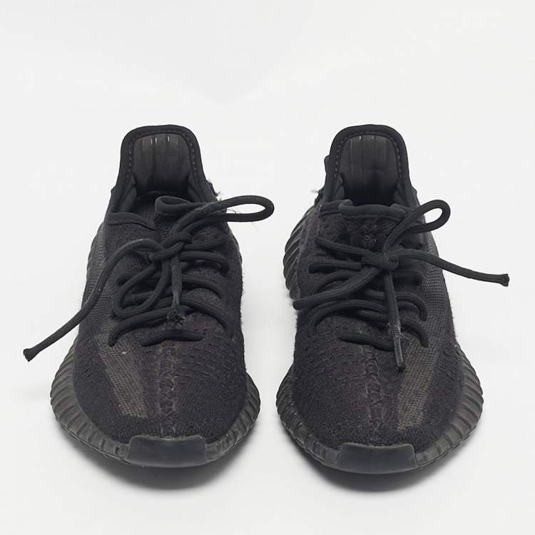 Pre Owned Yeezy x Adidas Black Knit Fabric Boost 350 V2 Onyx Sneakers Size 36 2/3