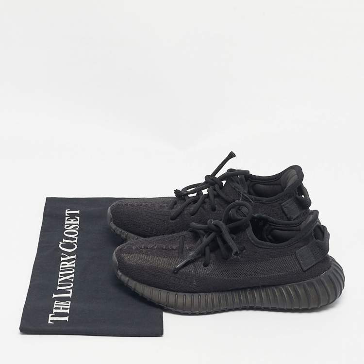 Pre Owned Yeezy x Adidas Black Knit Fabric Boost 350 V2 Onyx Sneakers Size 36 2/3