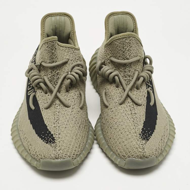 مملوكة مسبقًا Yeezy x Adidas Grey Knit Fabric Boost 350 V2 Granite Sneakers Size 42