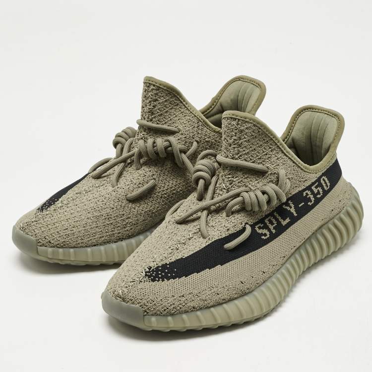 مملوكة مسبقًا Yeezy x Adidas Grey Knit Fabric Boost 350 V2 Granite Sneakers Size 42
