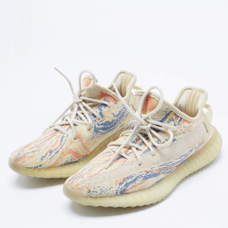 Pre Owned Yeezy x Adidas Multicolor Knit Fabric Boost 350 V2 MX Oat Sneakers Size 41 1/3