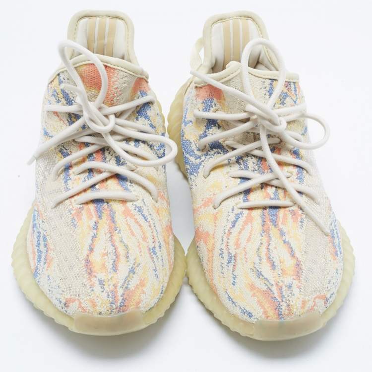 Pre Owned Yeezy x Adidas Multicolor Knit Fabric Boost 350 V2 MX Oat Sneakers Size 41 1/3