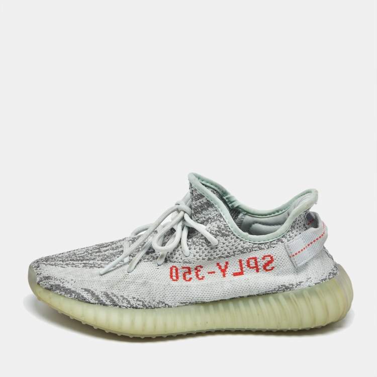 Pre Owned Yeezy x Adidas Light Blue Cotton Knit Boost 350 V2 Blue Tint Sneakers Size 40 2/3