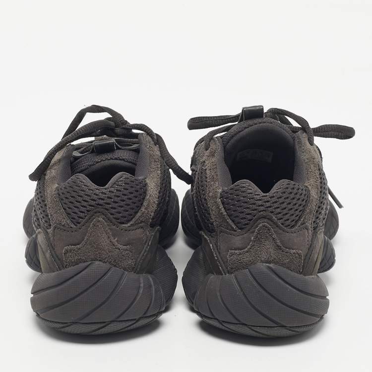 Pre Owned Yeezy x Adidas Black Mesh and Suede 500 Utility Black Sneakers Size 38