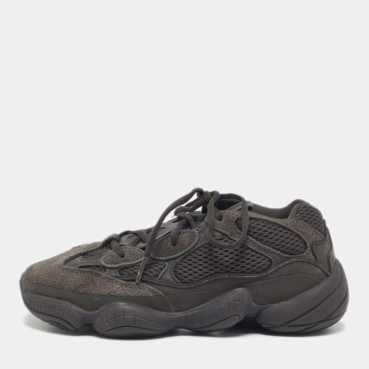 Pre Owned Yeezy x Adidas Black Mesh and Suede 500 Utility Black Sneakers Size 38