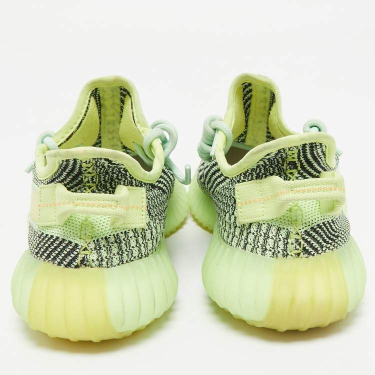 Pre Owned Yeezy x Adidas Neon Green Knit Fabric Boost 350 V2 Yeezreel (Reflective) Sneakers Size 40