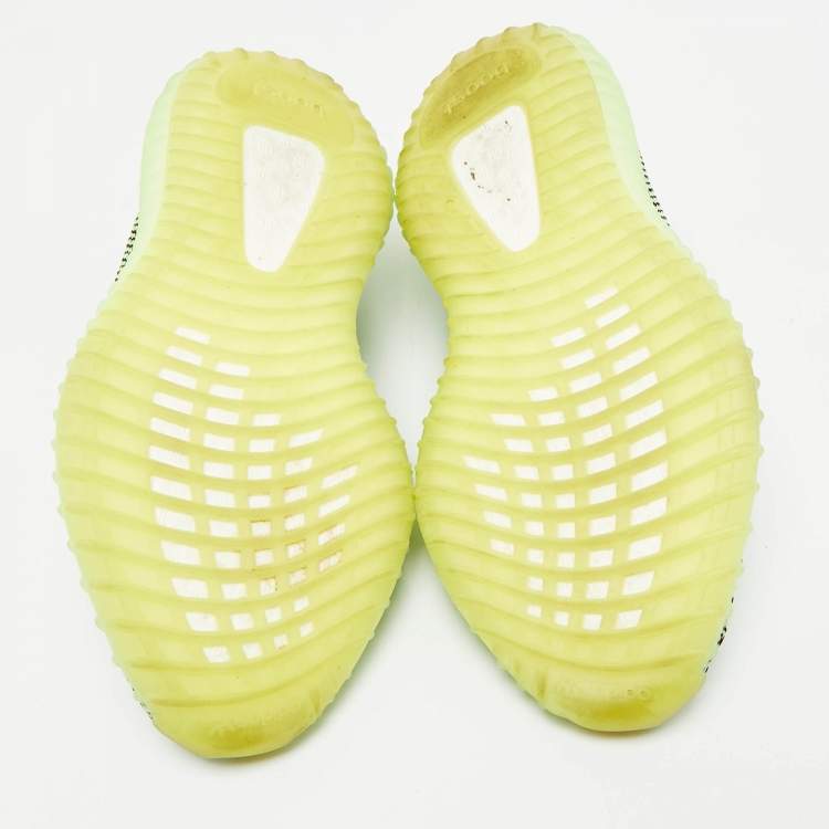 Pre Owned Yeezy x Adidas Neon Green Knit Fabric Boost 350 V2 Yeezreel (Reflective) Sneakers Size 40
