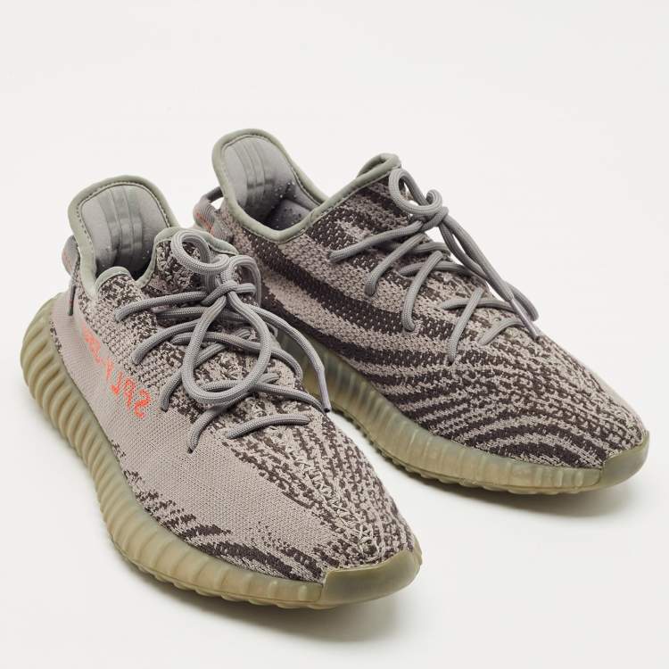 Pre Owned Yeezy x Adidas Grey Knit Fabric Boost 350 V2 Beluga 2.0 Sneakers Size 44