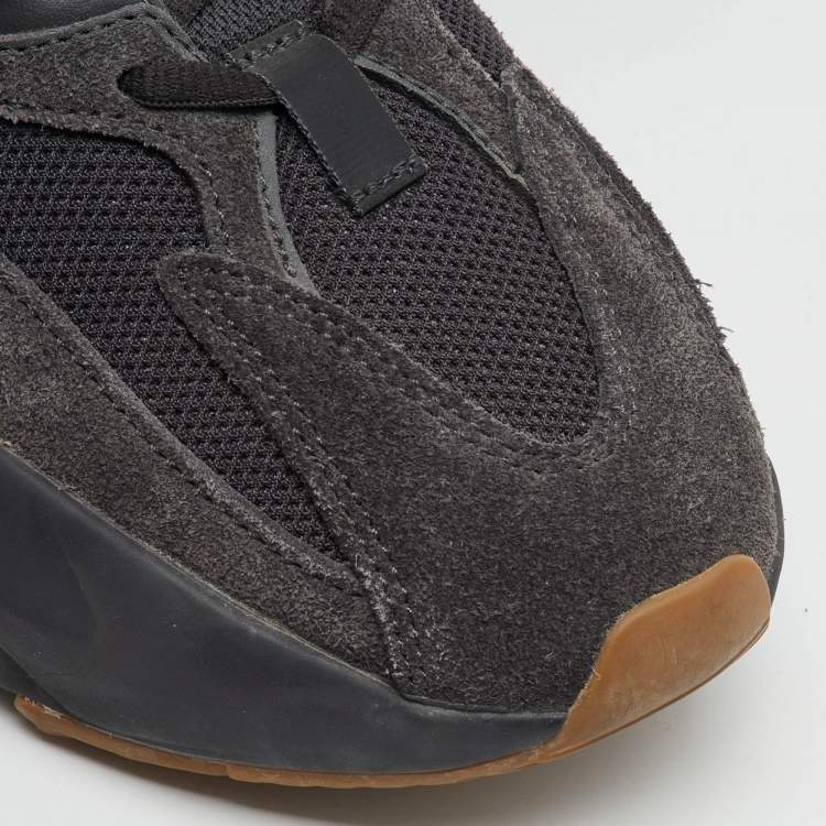 Pre Owned Yeezy x Adidas Black Suede and Mesh Boost 700 Utility Black Sneakers Size 42