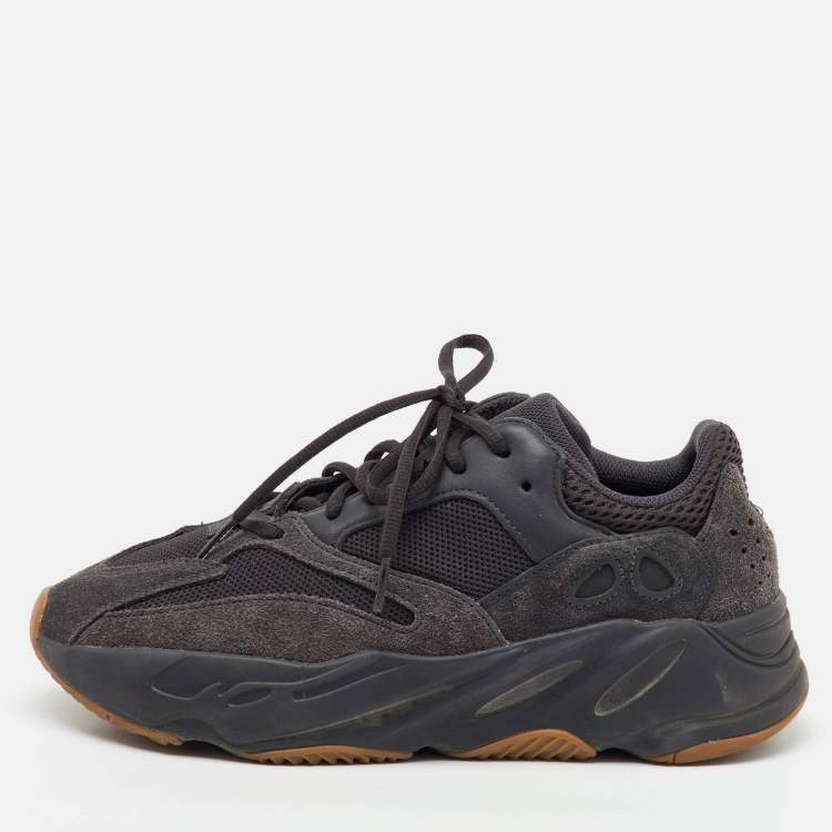Pre Owned Yeezy x Adidas Black Suede and Mesh Boost 700 Utility Black Sneakers Size 42