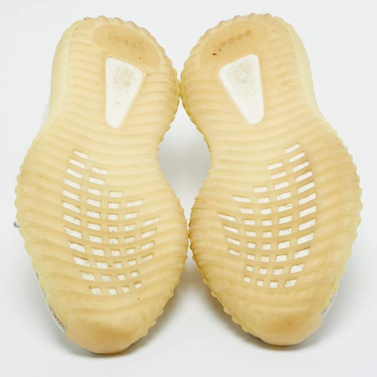 Pre Owned Yeezy x Adidas White Knit Fabric Boost 350 V2 Cream Sneakers Size 38