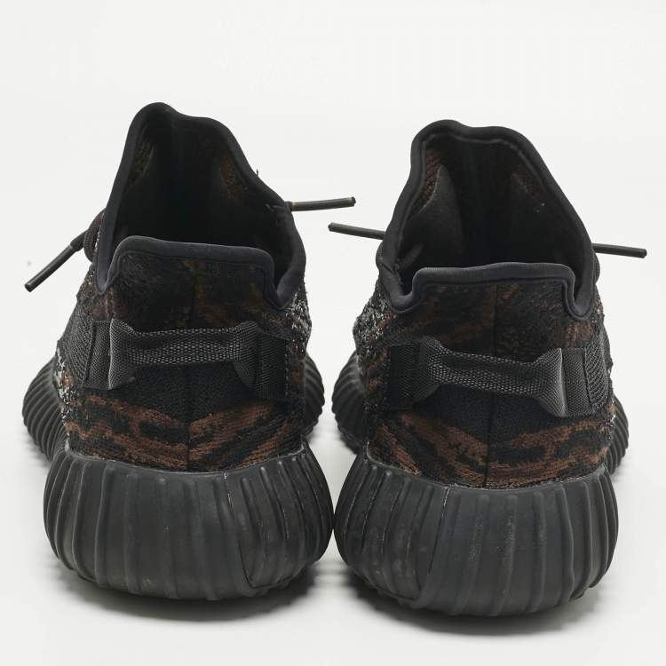 Pre Owned Yeezy x Adidas Black/Brown Knit Fabric Boost 350 V2 MX Rock Sneakers Size 45 1/3