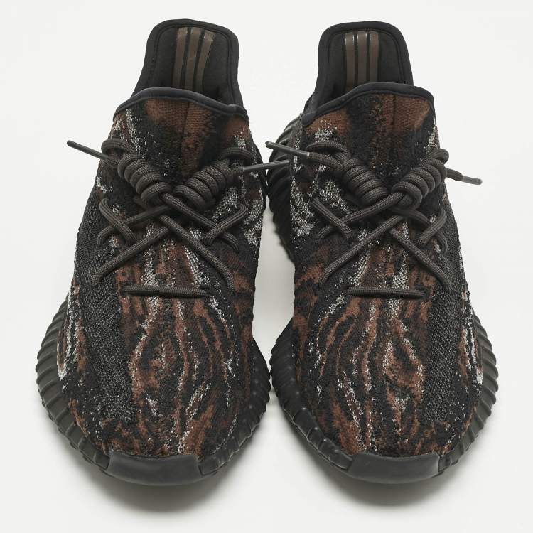 Pre Owned Yeezy x Adidas Black/Brown Knit Fabric Boost 350 V2 MX Rock Sneakers Size 45 1/3