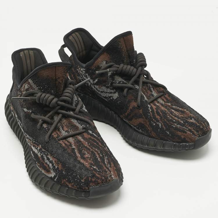 Pre Owned Yeezy x Adidas Black/Brown Knit Fabric Boost 350 V2 MX Rock Sneakers Size 45 1/3