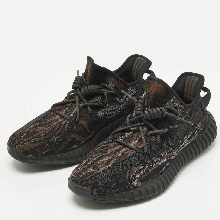 Pre Owned Yeezy x Adidas Black/Brown Knit Fabric Boost 350 V2 MX Rock Sneakers Size 45 1/3