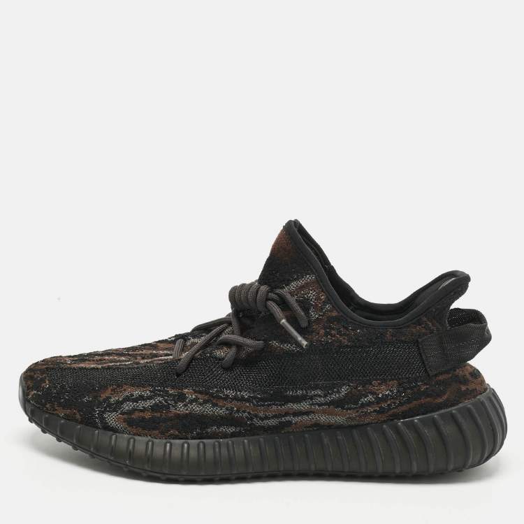 Pre Owned Yeezy x Adidas Black/Brown Knit Fabric Boost 350 V2 MX Rock Sneakers Size 45 1/3