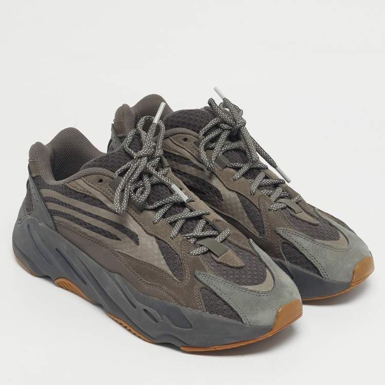 Pre Owned Yeezy x Adidas Grey Nubuck and Leather Boost 700 V2 Geode Sneakers Size 42 2/3