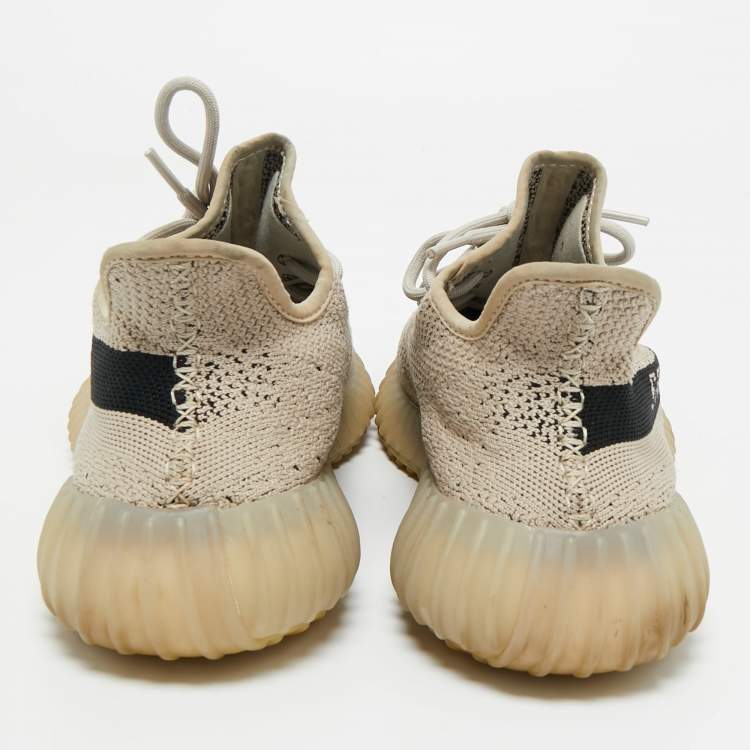 Pre Owned Yeezy x Adidas Grey/Black Knit Fabric Boost 350 V2 Slate Sneakers Size 44 2/3