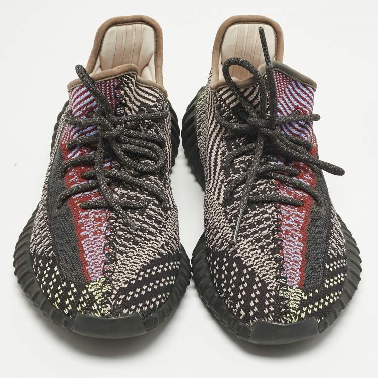 Pre Owned Yeezy x Adidas Multicolor Knit Fabric Boost 350 V2 Lace Up Sneakers Size 42