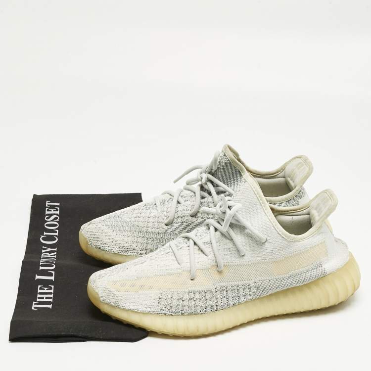 Pre Owned Yeezy x Adidas Blue Knit Fabric Boost 350 V2 Lundmark Sneakers Size 44      