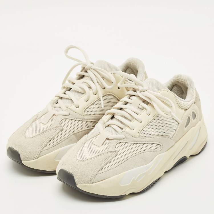 Pre Owned Yeezy x Adidas Cream Fabric and Suede Yeezy Boost 700 Lace Up Sneakers Size 40