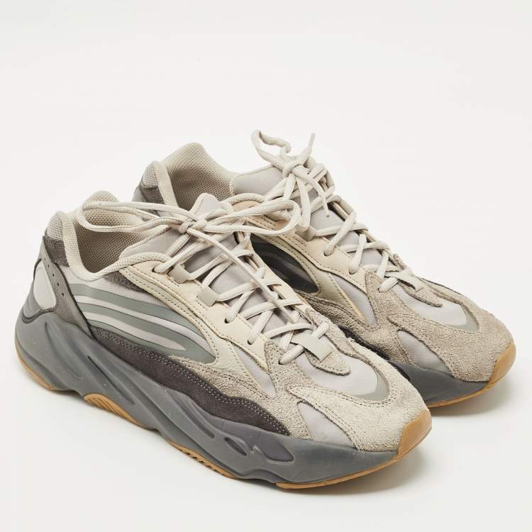 Pre Owned Yeezy x Adidas Grey/Brown Suede and Mesh Boost 700 Inertia Sneakers Size 45 1/3