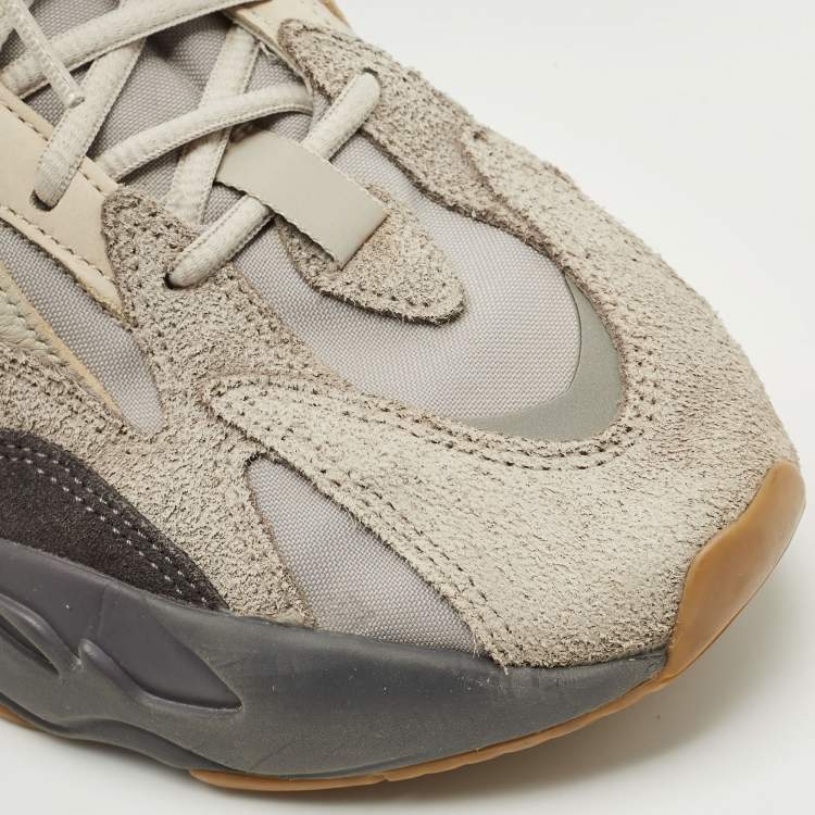 Pre Owned Yeezy x Adidas Grey/Brown Suede and Mesh Boost 700 Inertia Sneakers Size 45 1/3