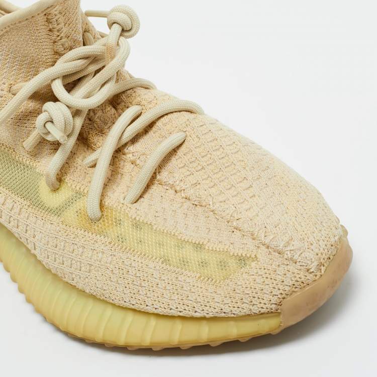 Pre Owned Yeezy x Adidas Beige Cotton Knit Boost 350 V2 Sneakers Size 42