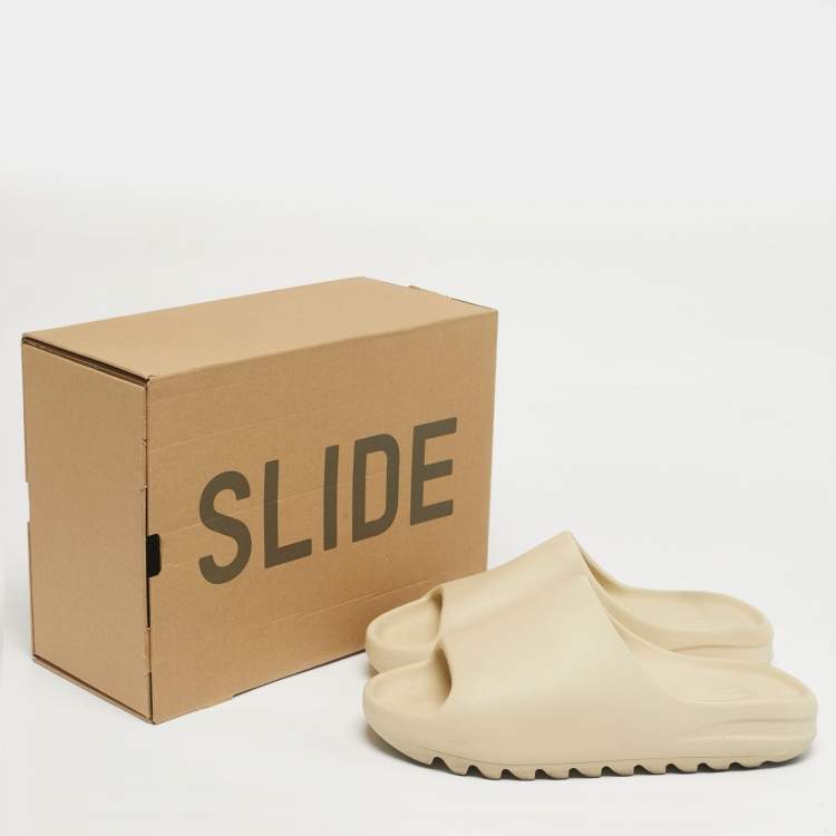 Pre Owned Yeezy x Adidas Cream Rubber Bone Slides Size 47