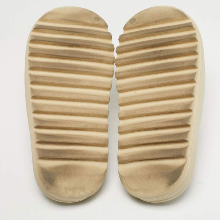 Pre Owned Yeezy x Adidas Cream Rubber Bone Slides Size 47