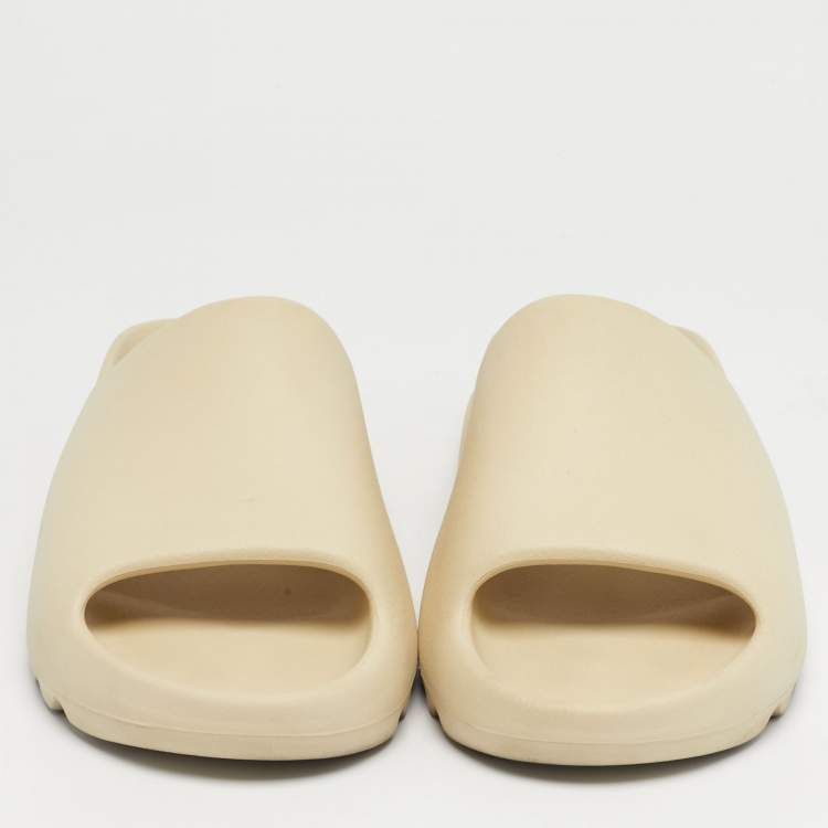 Pre Owned Yeezy x Adidas Cream Rubber Bone Slides Size 47