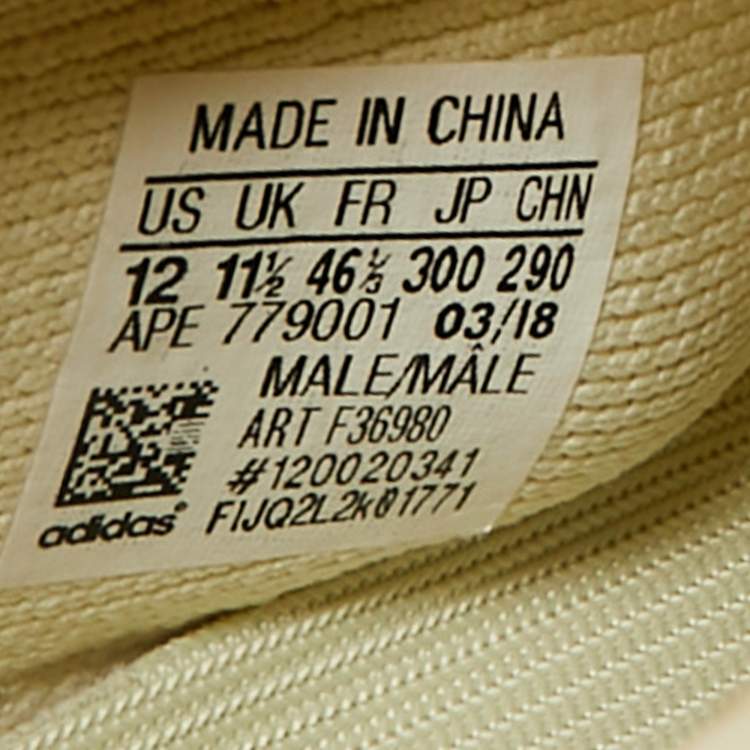 Pre Owned Yeezy x Adidas Light Yellow Knit Fabric Boost 350 V2 Butter Sneakers Size 46 2/3