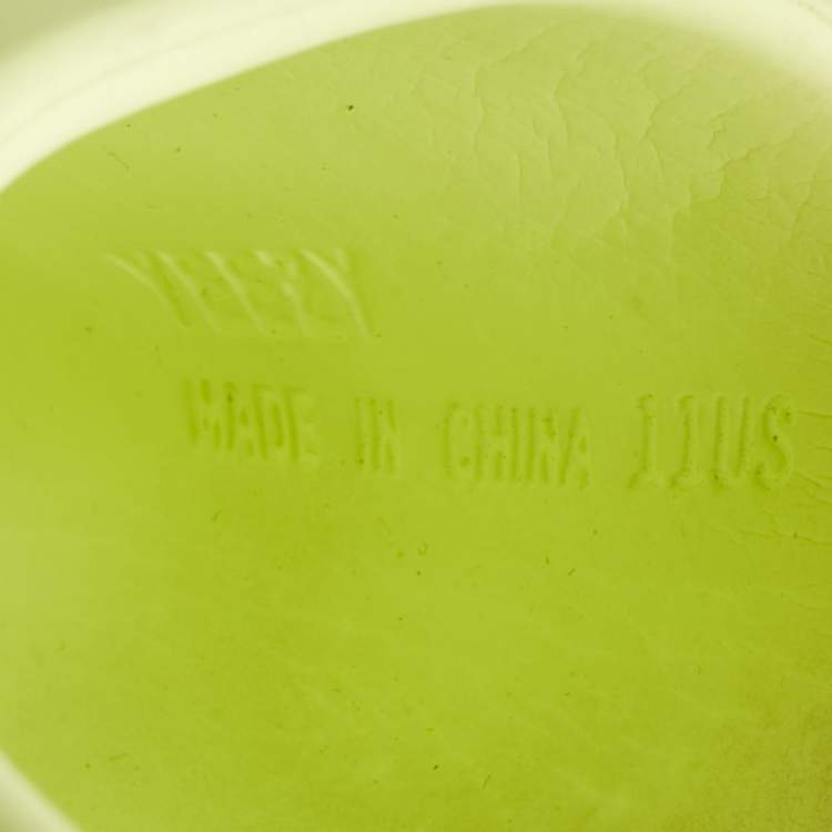 Pre Owned Yeezy x Adidas Neon Green Rubber Glow Green Slides Size 46