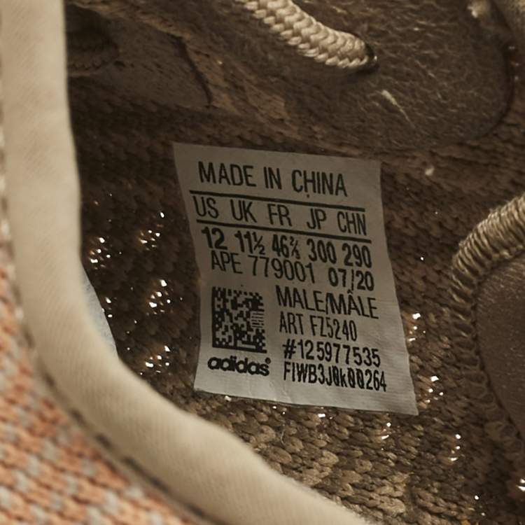 Pre Owned Yeezy x Adidas Brown Knit Fabric Boost 350 V2 Sand Taupe Sneakers Size 46 2/3