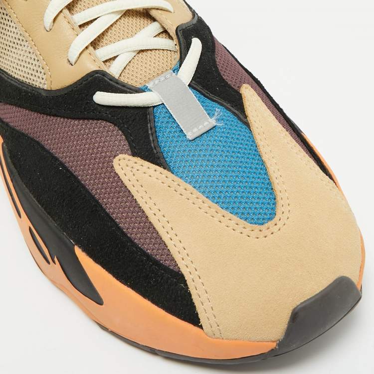 Pre Owned Yeezy x Adidas Multicolor Mesh And Suede Boost 700 Enflame Amber Sneakers Size 47 1/3